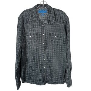 Men's Cinch Button Up Western Shirt Black Geometric Snap Shirt Cowboy Medium‎